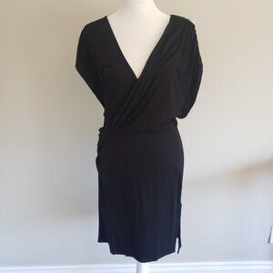 AllSaints Black Helix Dress US Size 4 Wrap Top  Vents Side Hem NEW